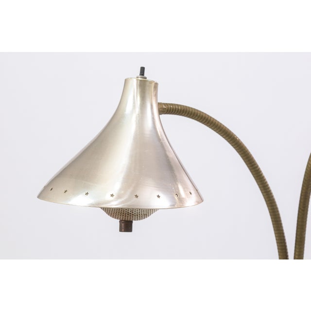 Mid 20th Century Vintage Double Gooseneck Starpunched Adjustable Table Lamp Thurston Attributed For Sale - Image 5 of 10
