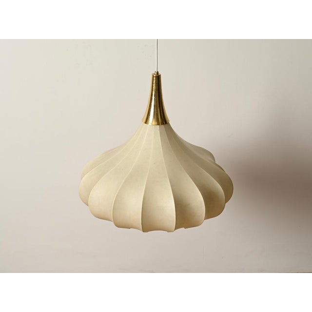 Large Mid-Century Beige Flower Cocoon Pendant by Achille Castiglioni for Hille, Italy, 1960s For Sale - Image 3 of 14