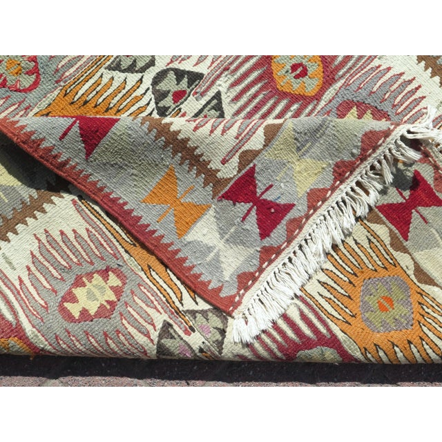 70s Turkish Handmade Rug Boho Area Kilim Rugs For Sale - Image 4 of 11