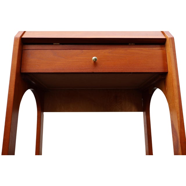 1970s Childs Custom Handcrafted Cherry Drop-Front Secretary Desk & Chair For Sale - Image 13 of 18