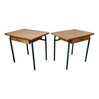 Bedside Tables in Wood and Metal, 1960s, Set of 2 For Sale