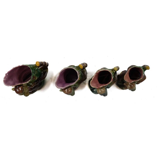 Green Majolica Monkey Ceramic Vases - Set of 4 For Sale - Image 8 of 9