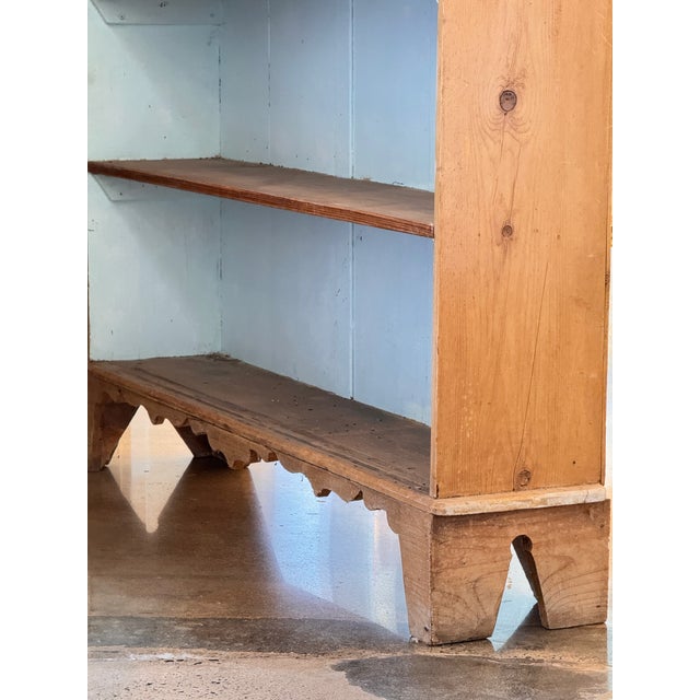 19th Century Pine Open Bookcase With Painted Blue Interior For Sale - Image 11 of 13