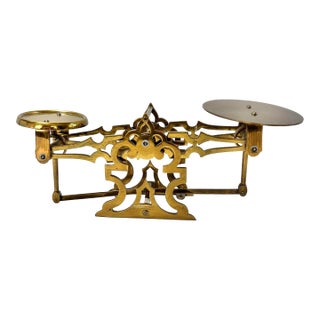 1940s Vintage Pierced Brass Balance Scale For Sale