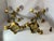 Metal Antique Brass Candelabra Pair, Movement Gold Gilt Finish For Sale - Image 7 of 10