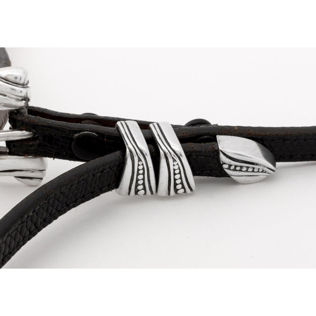 Metal Barry Kieselstein-Cord Silver Buckle Leather Belt For Sale - Image 7 of 9