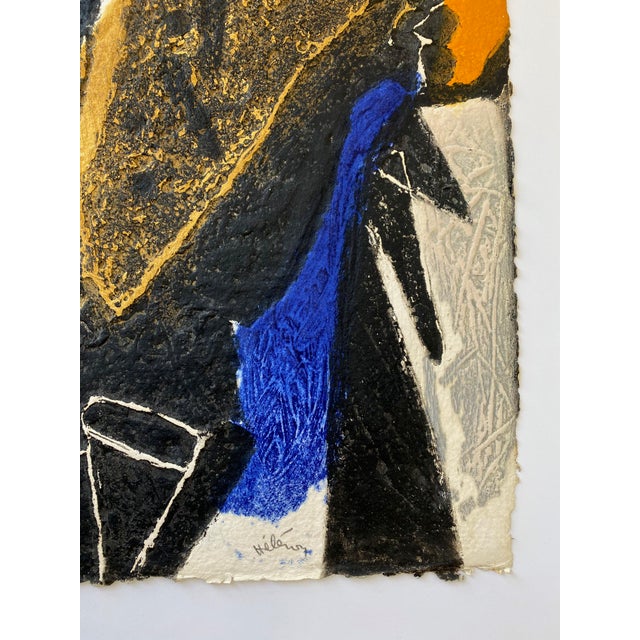 Abstract Mid 20th Century Abstract Collagraph by Afro-Carribean/French Artist Serge Hélenon For Sale - Image 3 of 8