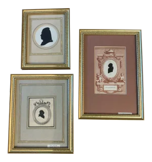 Antique Engraved Silhouettes in Giltwood Frames -Set of 3