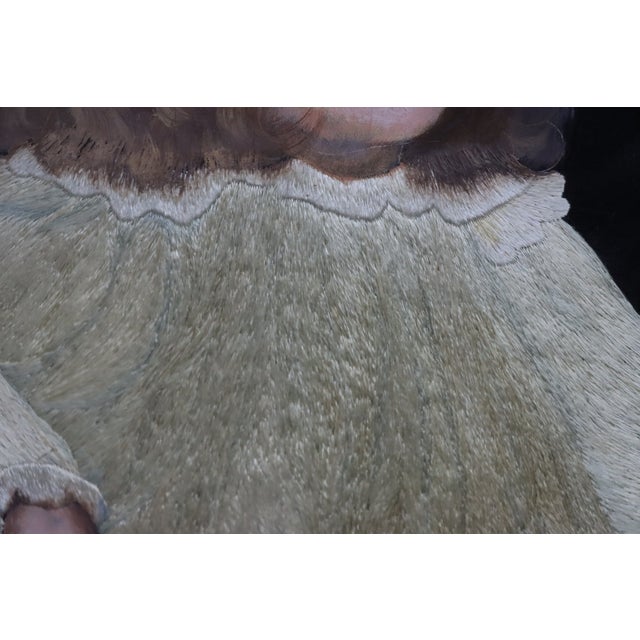 Wood Victorian Needlework Portrait of a Young Girl With Watercolor Background, Gilt Frame For Sale - Image 7 of 17
