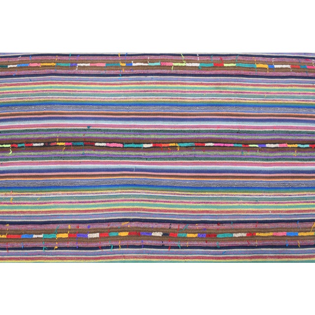 Vintage Turkish Oushak Handmade Wool Cotton Pink Kilim Area Rug For Sale - Image 9 of 11