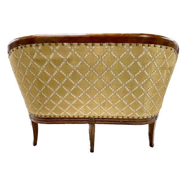 Hollywood Regency Vintage Diamond Pattern Jacquard Loveseat For Sale - Image 3 of 11