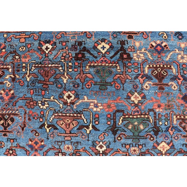 Blue Antique Persian Afshar Rug in Beautiful Blue Background With Tribal Motifs 4'8 X 6'0 For Sale - Image 8 of 11