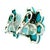 Metal Circa 1980s Italian 18k White Gold Persian Turquoise and Diamond Floral Earrings For Sale - Image 7 of 12
