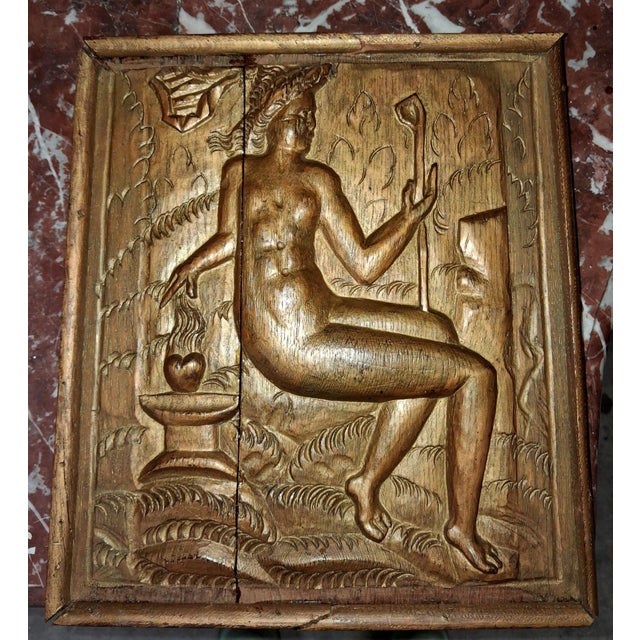 Carved Oak Panel of Allegorical Female Figure, 1920s For Sale - Image 3 of 6