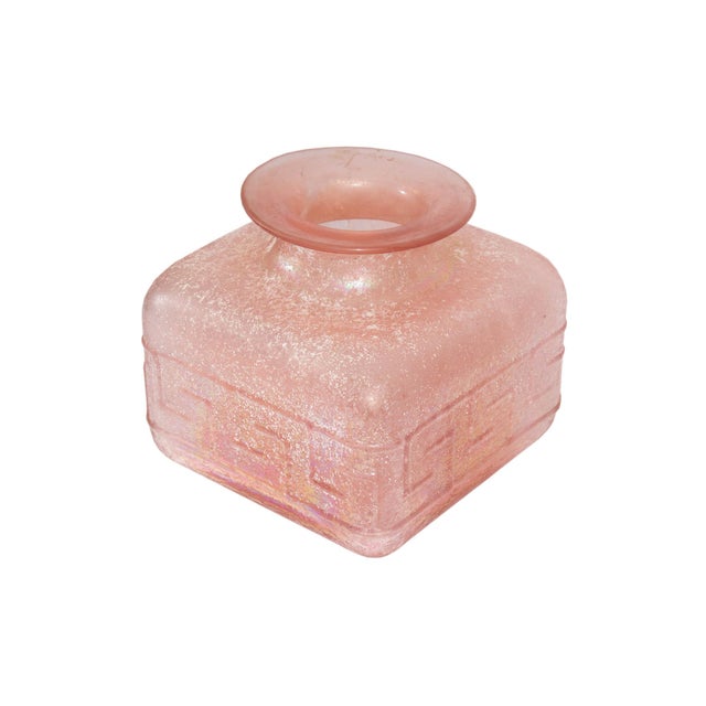 A pink Murano glass vase with design attributed to Ermanno Nason for Silvestri. Made in Italy, this vase was mouth blown...