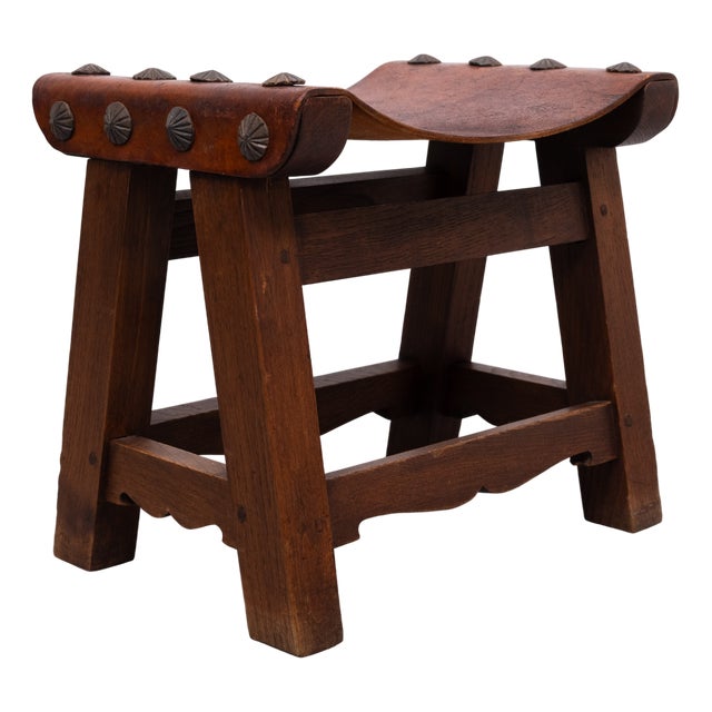 Vintage Spanish Brutalist Ottoman, 1950s For Sale