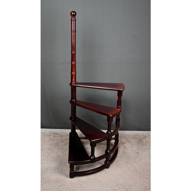 Library Staircase in Stained Beech, 1900s For Sale - Image 10 of 15