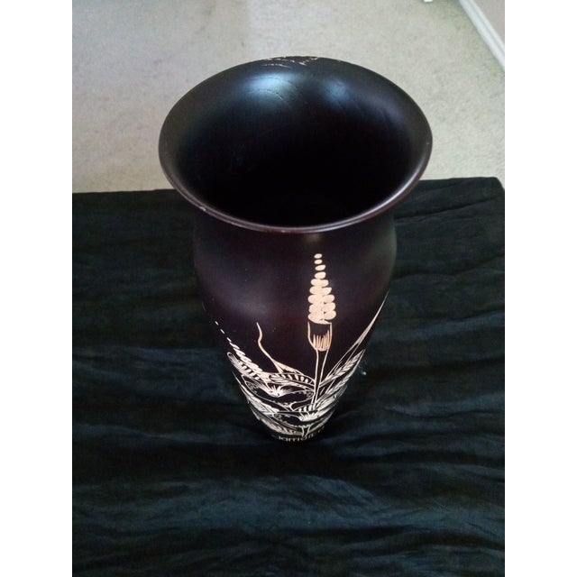 1980s Etched Ebony Wood Vase, Made in Jamaica For Sale - Image 4 of 4