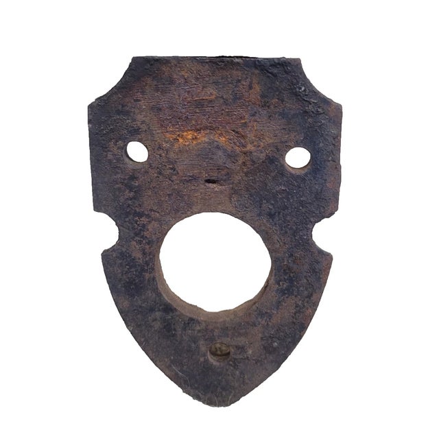 Metal Antique Gothic Revival Cast Iron Church Door Handle W/ Inri Cross — c.1880s For Sale - Image 7 of 8