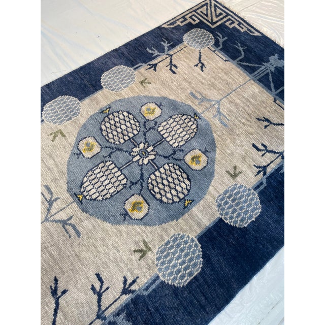 Abstract Hampton Khotan Rug, Light Blue 8x10 For Sale - Image 3 of 3