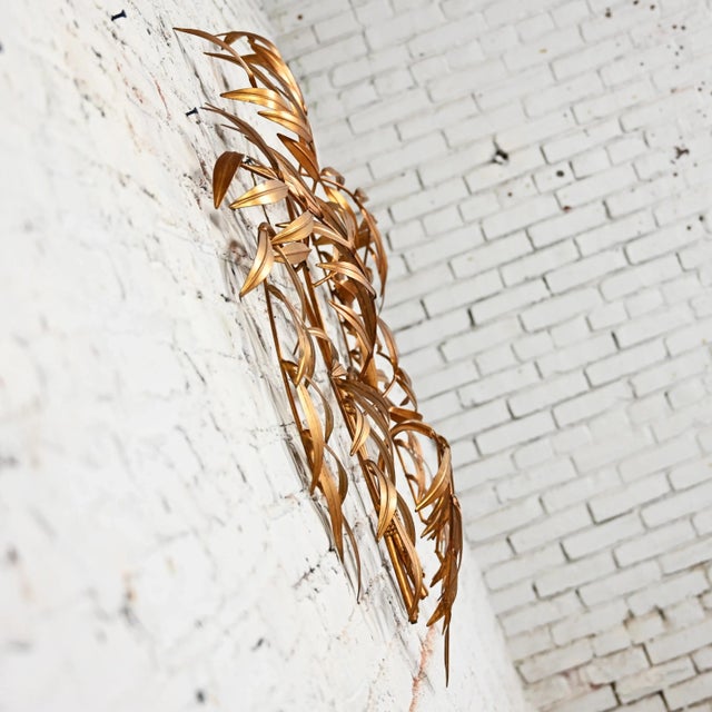 1960’s Italian Mid Century Hollywood Regency Gilt Metal Wall Sculpture of Branches With Leaves For Sale - Image 12 of 12