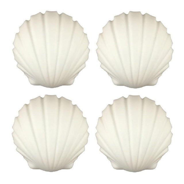Vintage Shell-Shaped Opaline Glass Wall Sconces from Limburg, Germany, 1970s, Set of 4 For Sale - Image 11 of 11