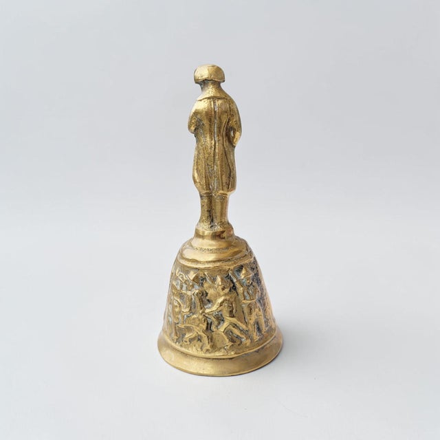 Antique Belgian Flemish Figurative Brass Table Bell, 1890 For Sale - Image 9 of 13
