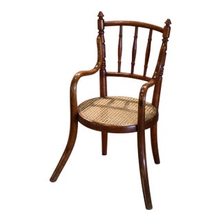 Early 20th Century French Thonet Style Bentwood and Cane Child’s Armchair For Sale