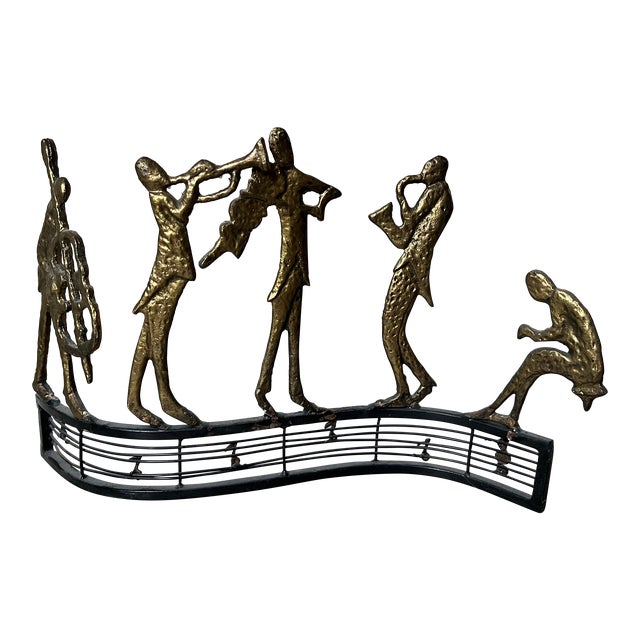 Vintage Metal Quintet Musical Score Statue For Sale
