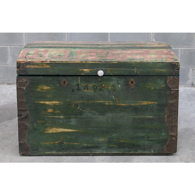 Green Wooden Trunk For Sale - Image 9 of 9