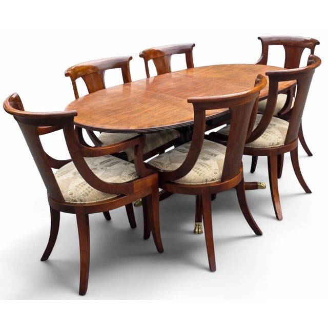 Traditional Schmieg & Kotzian English Regency Revival Figured Walnut Oval Extension Dining Table, Circa 1950 For Sale - Image 3 of 15