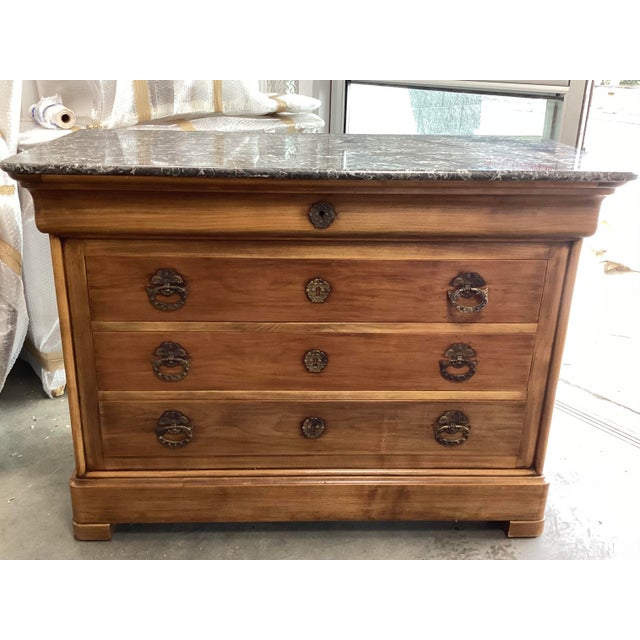Auburn French Louis-Philippe Cherry Chest of Drawers W Marble Top For Sale - Image 8 of 9