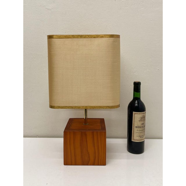 Mid-Century Teak Block Table Lamp Tarogo, Japan, 1980s For Sale - Image 13 of 16