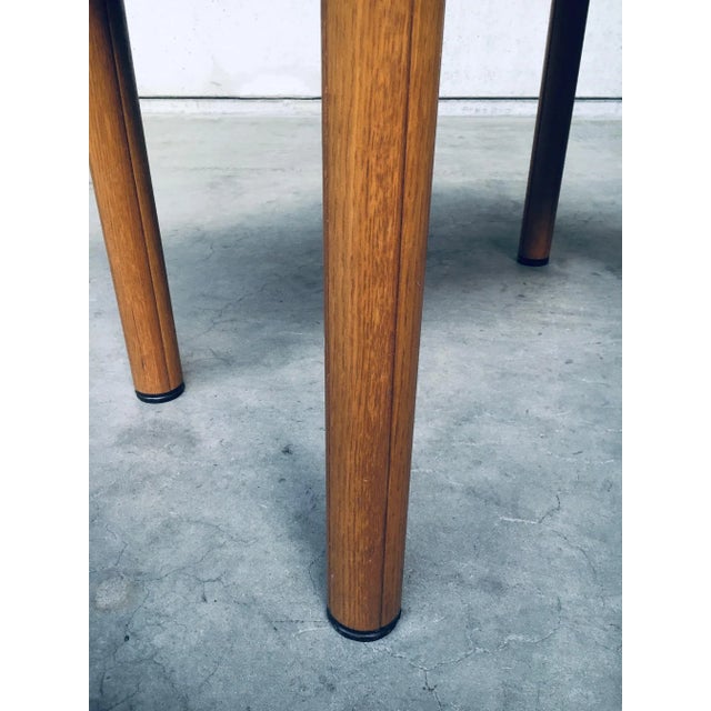 Vintage Postmodern Design Kitchen Table by Gamar, Italy 1970's. White and beige speckeled formica top in rounded wooden...