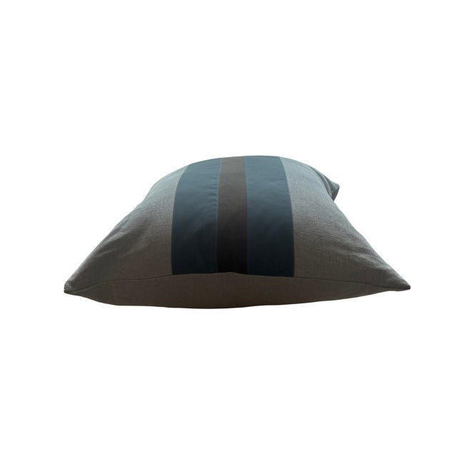The Giorgio Linen Morrison pillow features two stripes of velvet in the center and linen on the sides. It is a 22x22 with...