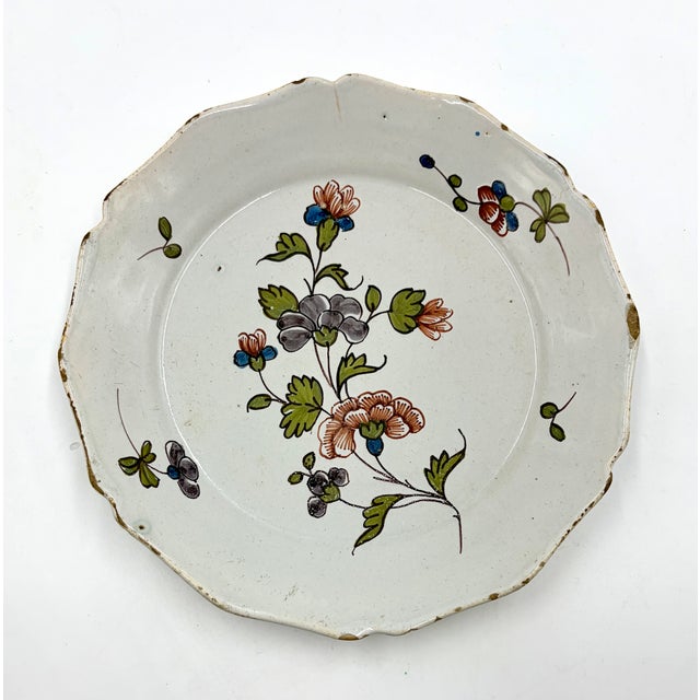 Ceramic Antique 18th Century French Faience Floral Plate For Sale - Image 7 of 7