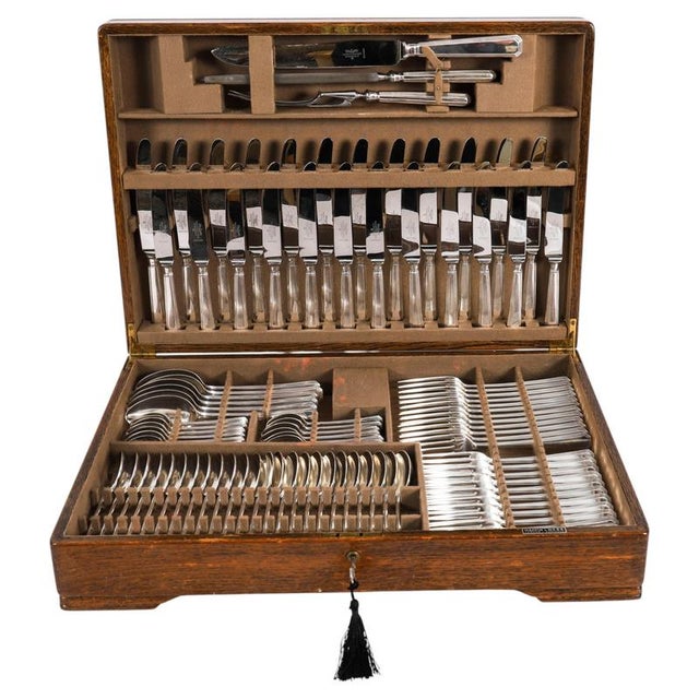 Vintage Silver Plate Cutlery Set from Mappin & Webb, Set of 93 For Sale - Image 17 of 17
