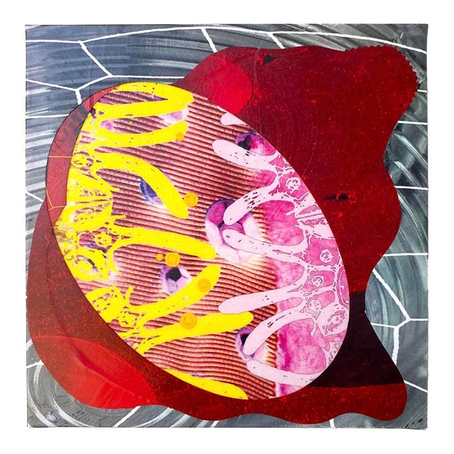 "Shield Red" by Michael DesRosiers Abstract Mixed Media on MDF Panel (2025) For Sale