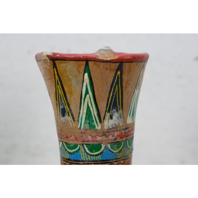 Mid 20th Century Mexican Polychrome Folk Art Terracotta Pottery Pulque Agave Pitcher Vase Jug 10" For Sale - Image 4 of 15