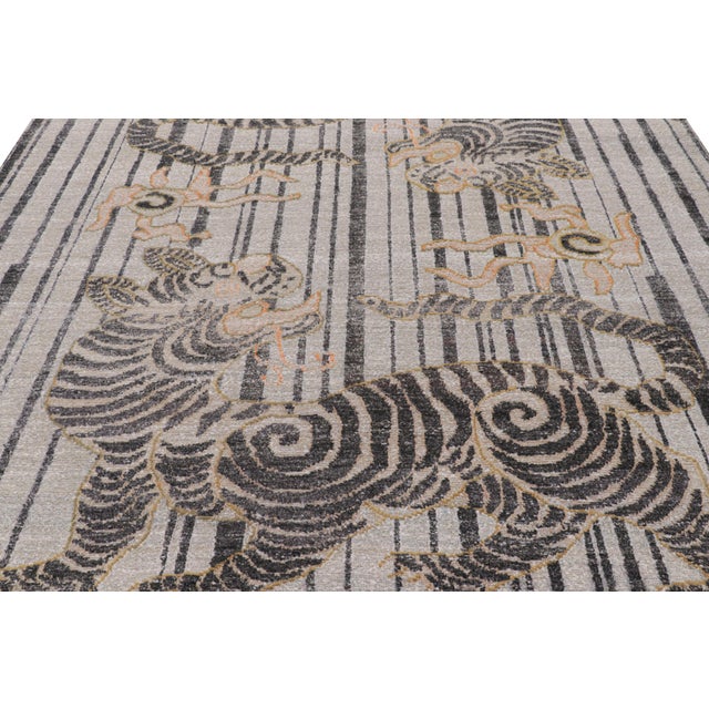2010s Rug & Kilim’s Contemporary Tiger Pictorial Rug in Gray, Rust and Black Tones For Sale - Image 5 of 7
