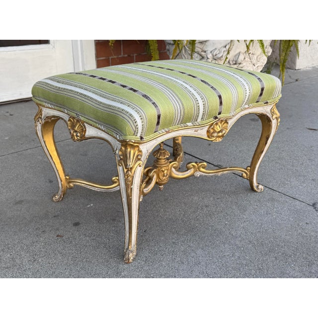 Antique French Louis XV Style Ottoman Footstool Bench.