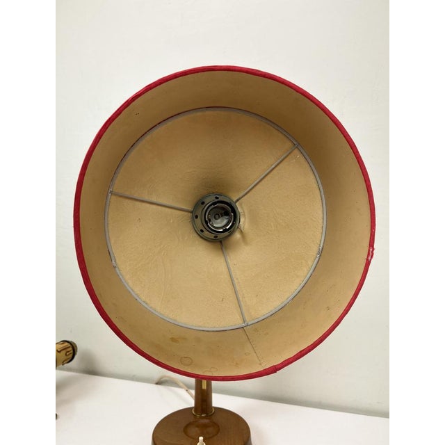 Wood and Brass Table Lamp attributed to Temde, 1960s For Sale - Image 11 of 18
