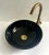 Black Round Ceramic Blacked Vanity Vessel Sink Basin, Brass Drain For Sale - Image 6 of 9