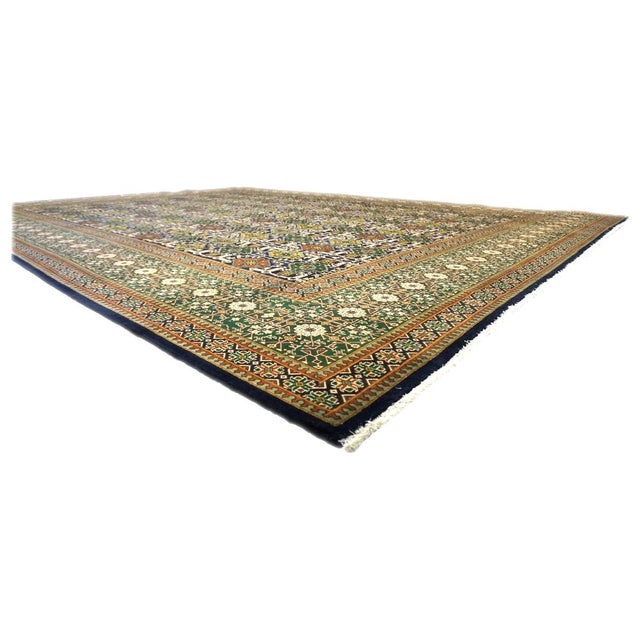 Persian Antique Persian Tabriz Wool 10X14 Green, Yellow & Ivory Handmade Area Rug #9902346 For Sale - Image 3 of 6
