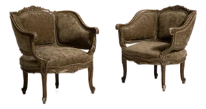 Pair of Louis XV Upholstered Armchairs, Rococo Style, France, Circa 1900