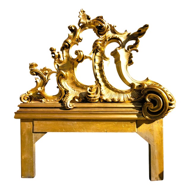 Large Carved Giltwood Headboard, 20th Century For Sale