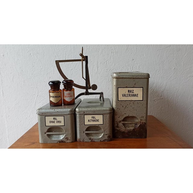 Vintage Metal Pharmacy Containers, 1950s, Set of 3 For Sale - Image 4 of 16