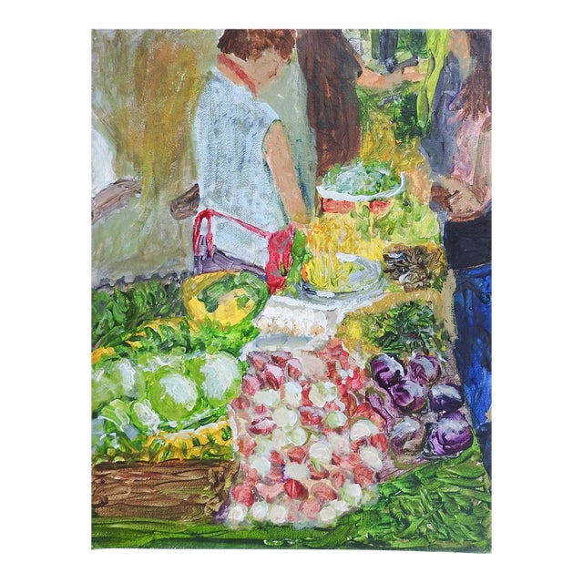 Colorful Farmers Market Painting For Sale