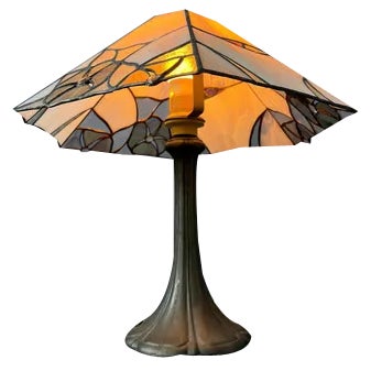 Art Deco Stained Glass Table Lamp For Sale
