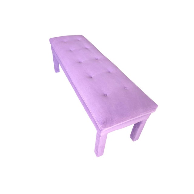 Contemporary 1980s Vintage Purple Upholstered Parsons Bench For Sale - Image 3 of 12